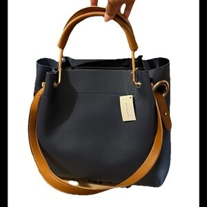 Avenue Navy and Tan Tote Bag